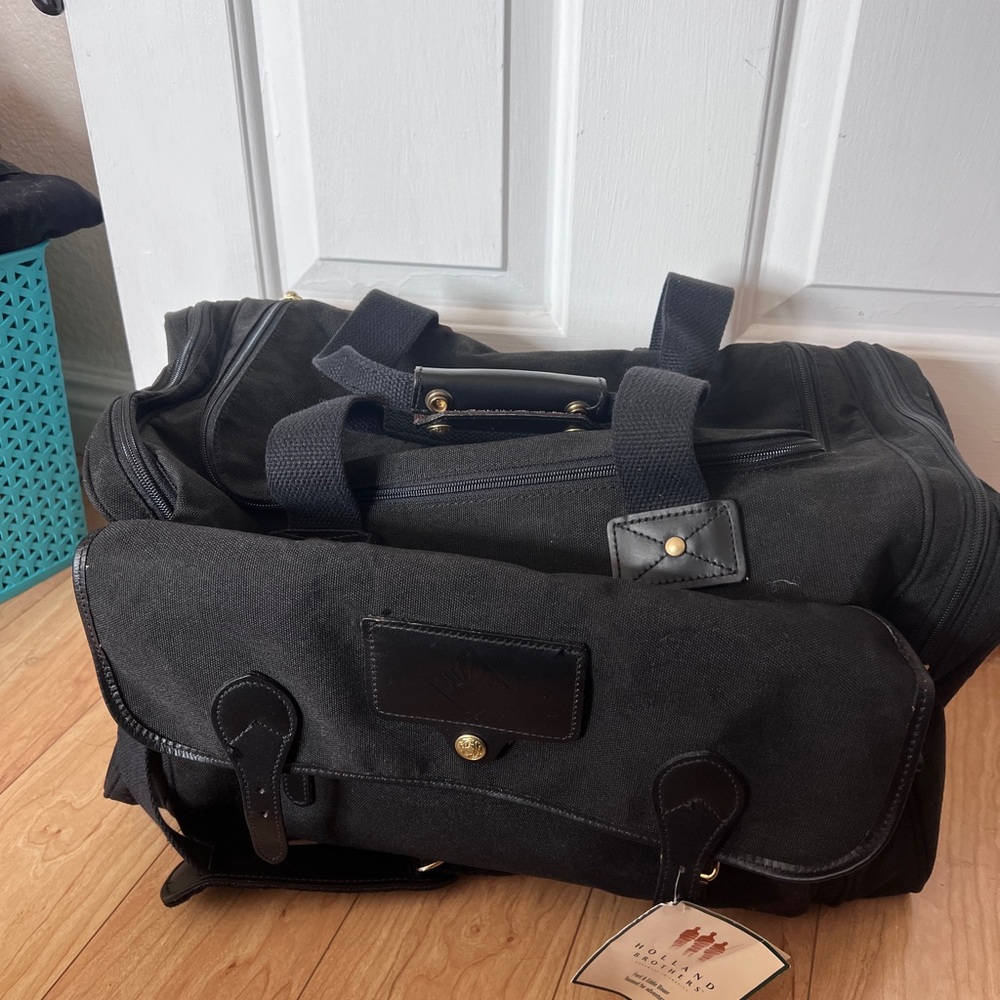 Black Canvas Bag With Leather